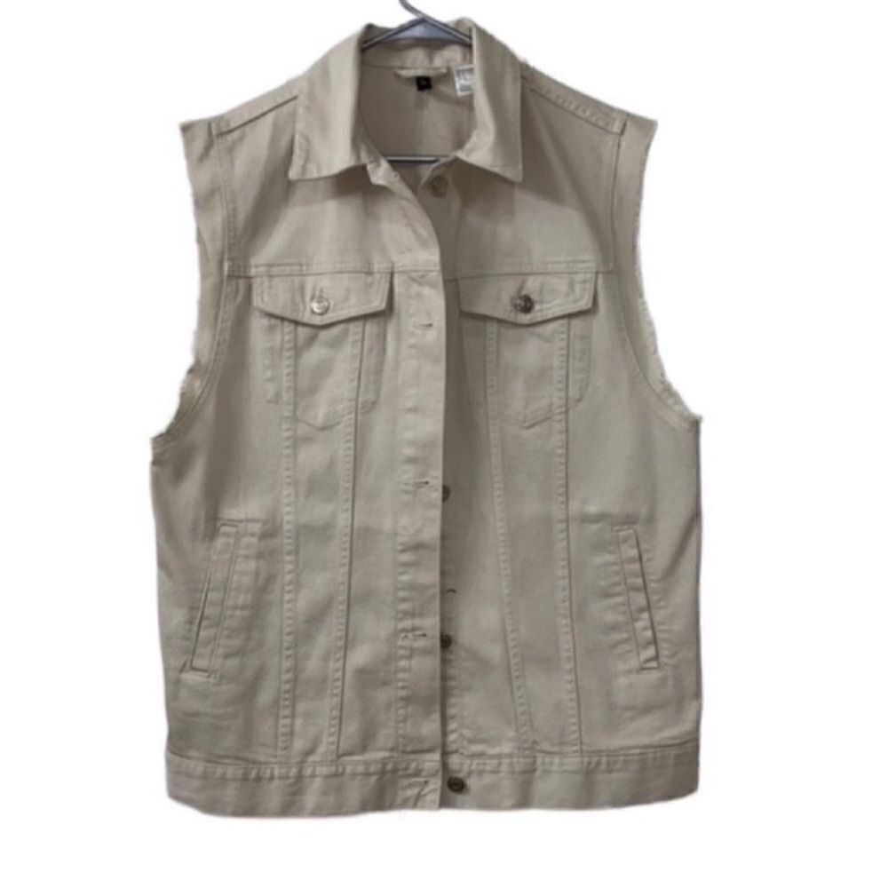 H&M Sleeveless Cream Denim Vest(Size Small)